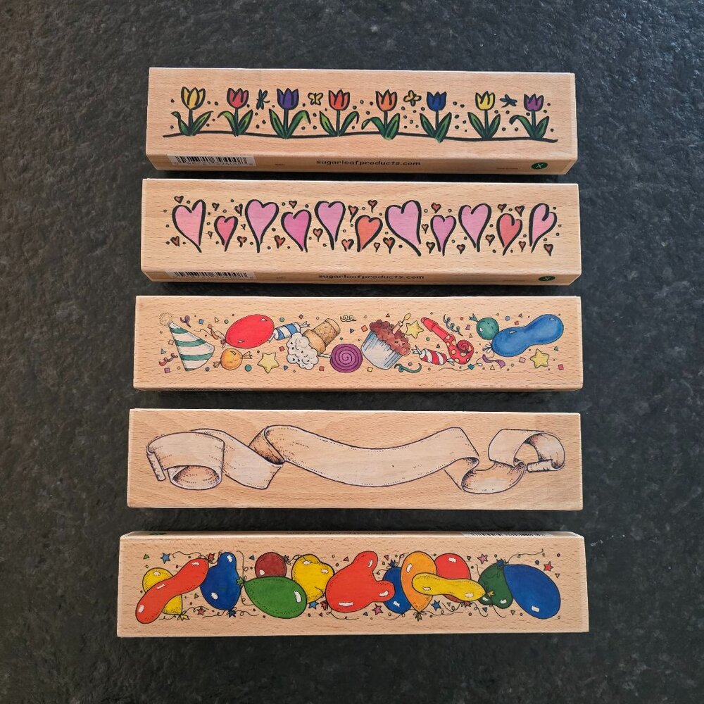 Stampin Up Set of 4 Wood Rubber Border Stamps Scrapbooking